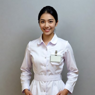 Asian nurse smiling in uniform