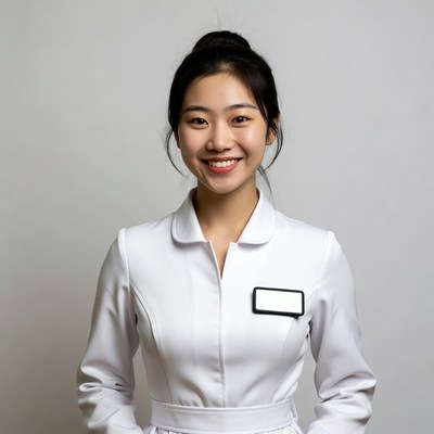 Asian nurse smiling in uniform