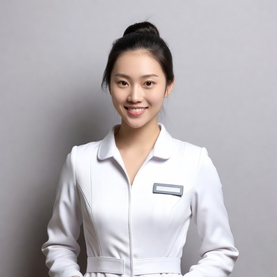 Asian woman in white nurse uniform