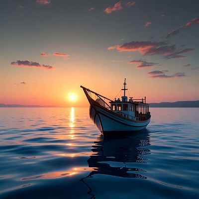 Traditional Dhow Boat at Sunset