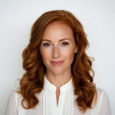 Redhead woman smiling portrait