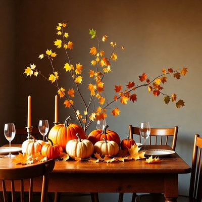 Autumn Thanksgiving Pumpkin Table Centerpiece