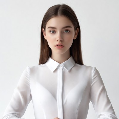 Young woman in white shirt