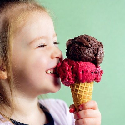 Girl eating ice cream cone