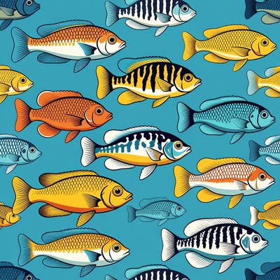 Colorful Tropical Fish Seamless Pattern