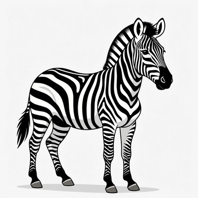 Zebra standing on white background