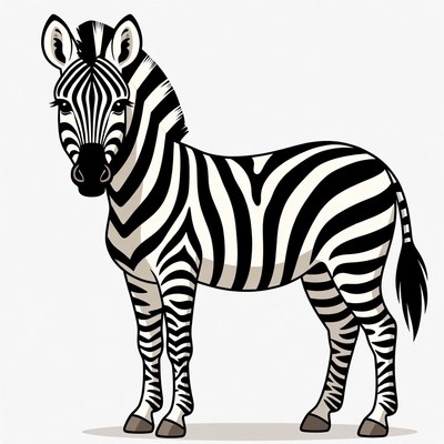 Zebra standing on white background