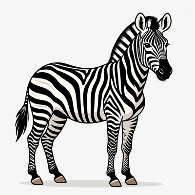 Zebra standing on white background