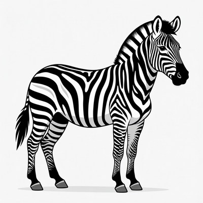 Zebra standing isolated background
