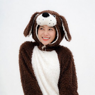 Asian woman in dog costume