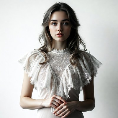 Woman in white lace dress