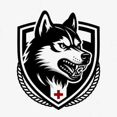 Growling Husky Dog Shield Emblem