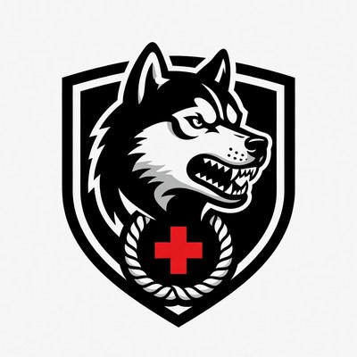 Husky Dog Shield with Red Cross