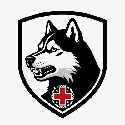 Siberian Husky with Red Cross Shield