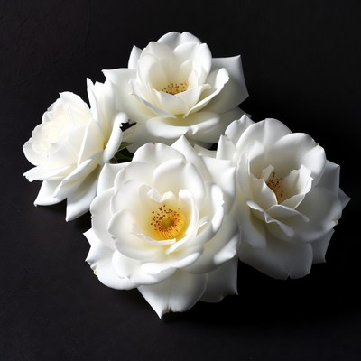 White Roses on Black Background