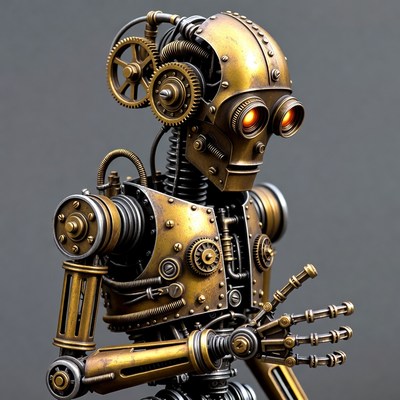 Steampunk Robot with Glowing Eyes