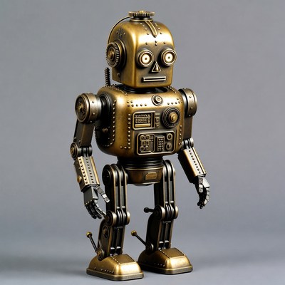 Steampunk Brass Robot Standing