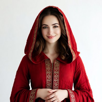 Woman in Red Hooded Cloak