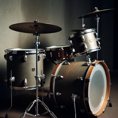 Vintage Drum Set on Dark Background