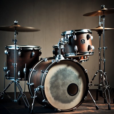 Brown Drum Set on Dark Background