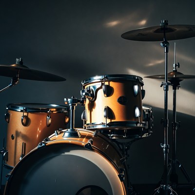 Golden Drum Set on Dark Background