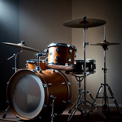 Drum set on dark background