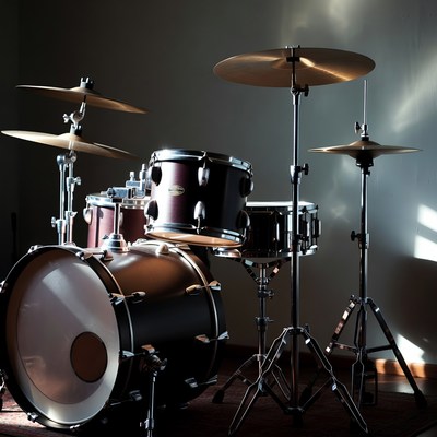 Drum Set on Gray Background