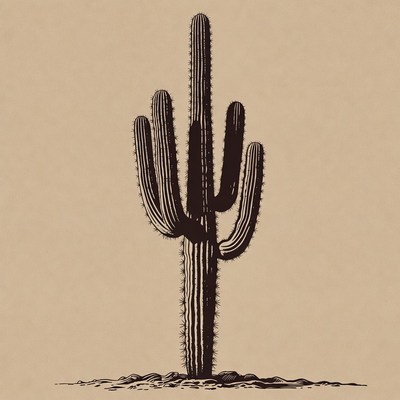Tall Saguaro Cactus Illustration