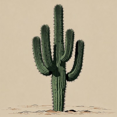 Tall cactus on sandy ground