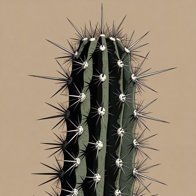 Spiky cactus on beige background