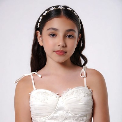 Young girl in white lace dress
