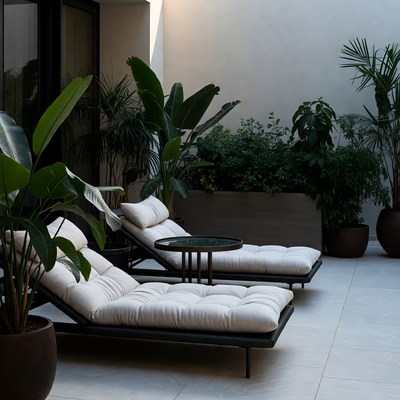 Modern Outdoor Lounge Chairs with Plants