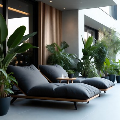 Modern Outdoor Lounge Chairs with Plants