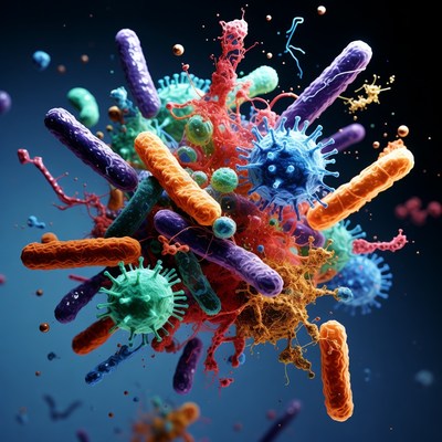 Colorful Bacteria and Viruses Cluster