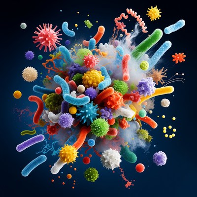 Colorful Microbes and Bacteria Cluster
