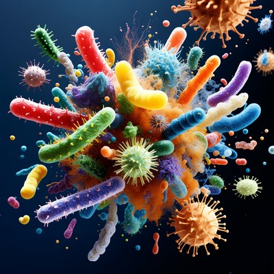 Colorful Bacteria and Viruses Cluster