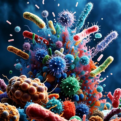 Colorful Bacteria and Viruses Cluster