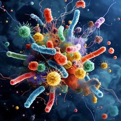 Colorful Bacteria Cluster Illustration