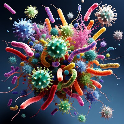 Colorful Bacteria and Viruses Cluster
