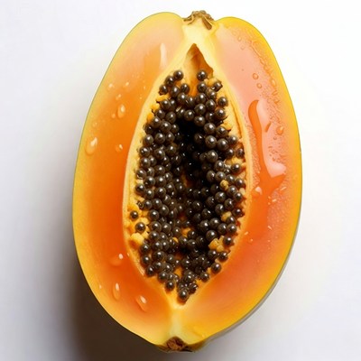 Ripe papaya cut in half