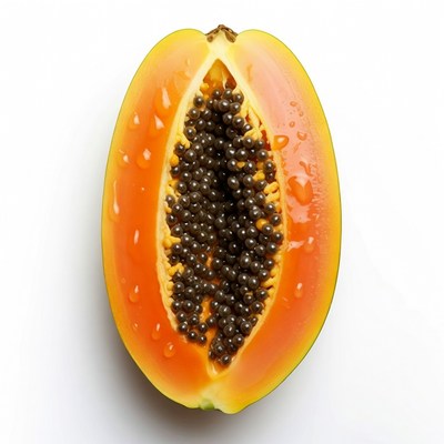 Ripe papaya cut in half