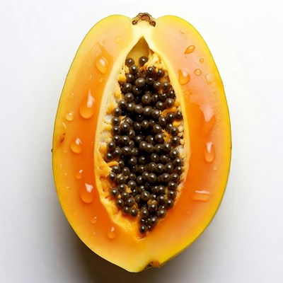 Ripe papaya cut in half