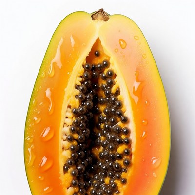 Ripe papaya cut in half