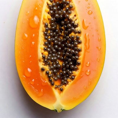 Ripe papaya cut in half