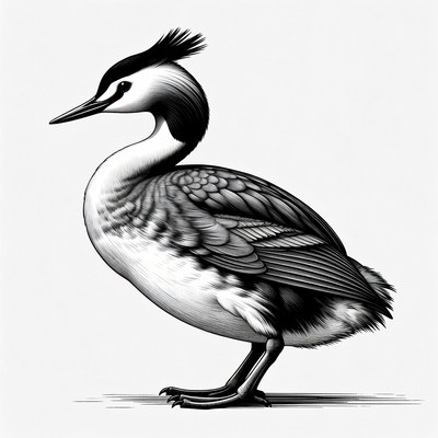 Crested Grebe Illustration