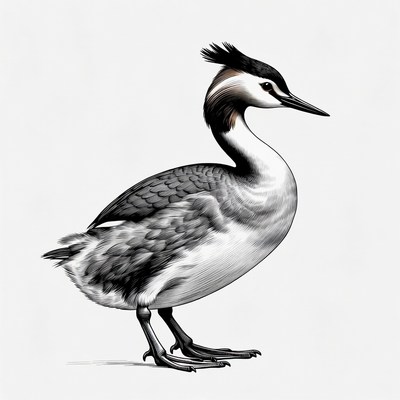 Crested Grebe Illustration