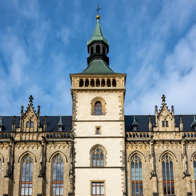 Gothic Church Tower with Green Spire