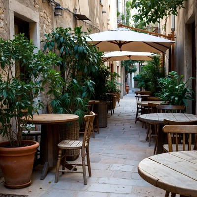 Outdoor Cafe in Narrow Alley