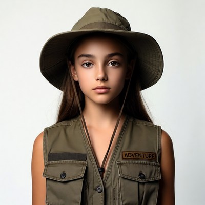 Girl in safari hat and vest