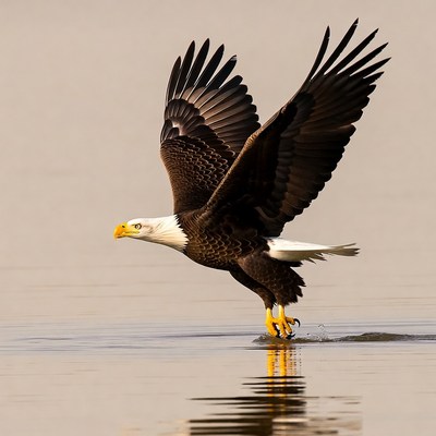 Bald Eagle Landing on Water